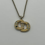 DIOR CRYSTAL CD LOGO NECKLACE GOLD