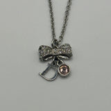 DIOR CRYSTAL RIBBON NECKLACE SILVER