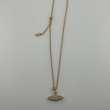 VIVIENNE WESTWOOD GOLD CRYSTAL FLAT ORB NECKLACE