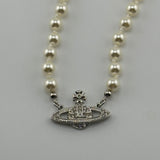 VIVIENNE WESTWOOD SILVER ORB PEARL NECKLACE