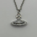 VIVIENNE WESTWOOD SILVER/WHITE MINI SATURN NECKLACE