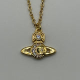 VIVIENNE WESTWOOD MOON CRYSTAL ORB NECKLACE GOLD