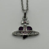 VIVIENNE WESTWOOD PURPLE HEART NECKLACE SLVER