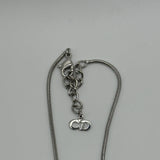 DIOR BLACK WORD PLATE NECKLACE SILVER