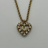 DIOR CRYSTAL HEART NECKLACE GOLD