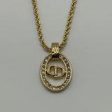 DIOR CYRSTAL CD OVAL NECKLACE GOLD