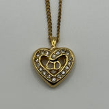 DIOR CRYSTAL CD HEART NECKLACE GOLD