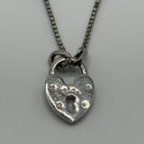 DIOR LOCK HEART NECKLACE SILVER