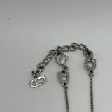 DIOR LOCK HEART NECKLACE SILVER