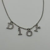 DIOR CRYSTAL LETTER NECKLACE SILVER