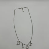 DIOR CRYSTAL LETTER NECKLACE SILVER