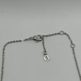 DIOR CRYSTAL LETTER NECKLACE SILVER