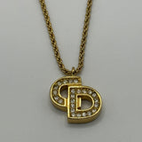 DIOR CRYSTAL BIG CD NECKLACE GOLD