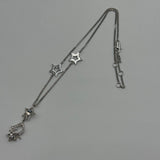 DIOR DIAMOND STARS DROP LOGO SILVER NECKLACE