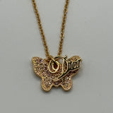 DIOR CRYSTAL BUTTERFLY NECKLACE GOLD