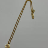 DIOR WORD LOGO CIRCLE PENDANT GOLD NECKLACE