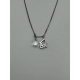 DIOR LOGO & TEAR DROP SILVER NECKLACE
