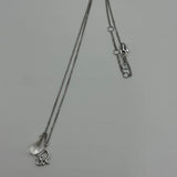 DIOR LOGO & TEAR DROP SILVER NECKLACE