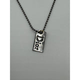 DIOR CUTOUT NAME PLATE SILVER NECKLACE