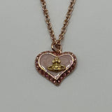 VIVIENNE WESTWOOD PINK/GOLD HEART PENDANT NECKLACE