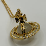 VIVIENNE WESTWOOD LARGE GOLD CRYSTAL ORB NECKLACE