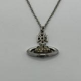 VIVIENNE WESTWOOD SILVER MULTI CRYSTAL SATURN NECKLACE