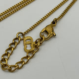 DIOR GOLD CRYSTAL WORD LOGO NECKLACE