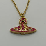 VIVIENNE WESTWOOD RED WAVY SATURN NECKLACE