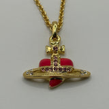 VIVIENNE WESTWOOD RED/GOLD HEART NECKLACE