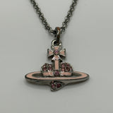 VIVIENNE WESTWOOD SILVER/PINK HEART NECKLACE