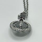 VIVIENNE WESTWOOD SILVER CRYSTAL ORB NECKLACE