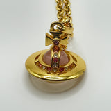 VIVIENNE WESTWOOD GOLD/PINK ORB NECKLACE