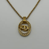 DIOR CD CRYSTAL OVAL GOLD NECKLACE