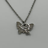 DIOR CRYSTAL BUTTERFLY SILVER NECKLACE