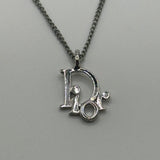 DIOR SILVER WORD LOGO NECKLACE