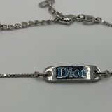 DIOR BLUE SPELLOUT SILVER PLATE BRACELET