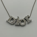 DIOR CRYSTAL LOOSE LETTERS NECKLACE SILVER