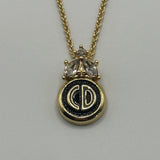 DIOR BLACK CD LOGO NECKLACE GOLD