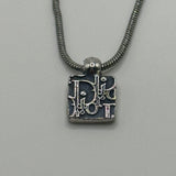 DIOR BLUE TROTTER SQUARE PENDANT NECKLACE