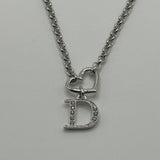 DIOR SILVER HEART D PENDANT NECKLACE