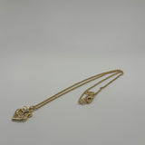 DIOR GOLD CD HEART RIBBON NECKLACE