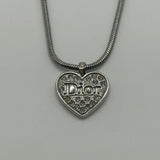 DIOR SILVER CRYSTAL HEART NECKLACE