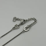 DIOR BLACK SPELLOUT PLATE SILVER NECKLACE