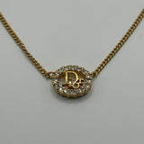 DIOR CRYSTAL OVAL WORD LOGO NECKLACE