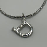 DIOR SMALL D LETTER SILVER NECKLACE