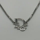 DIOR SILVER MINI WORD LOGO NECKLACE