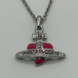 VIVIENNE WESTWOOD RED/PINK DIAMANTE SILVER NECKLACE