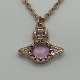 VIVIENNE WESTWOOD PINK CRYSTAL GOLD NECKLACE