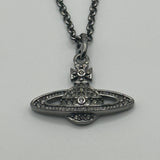 VIVIENNE WESTWOOD BLACK CRYSTAL SATURN NECKLACE