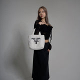 PRADA MILANO TERRY CLOTH WHITE TOTE BAG